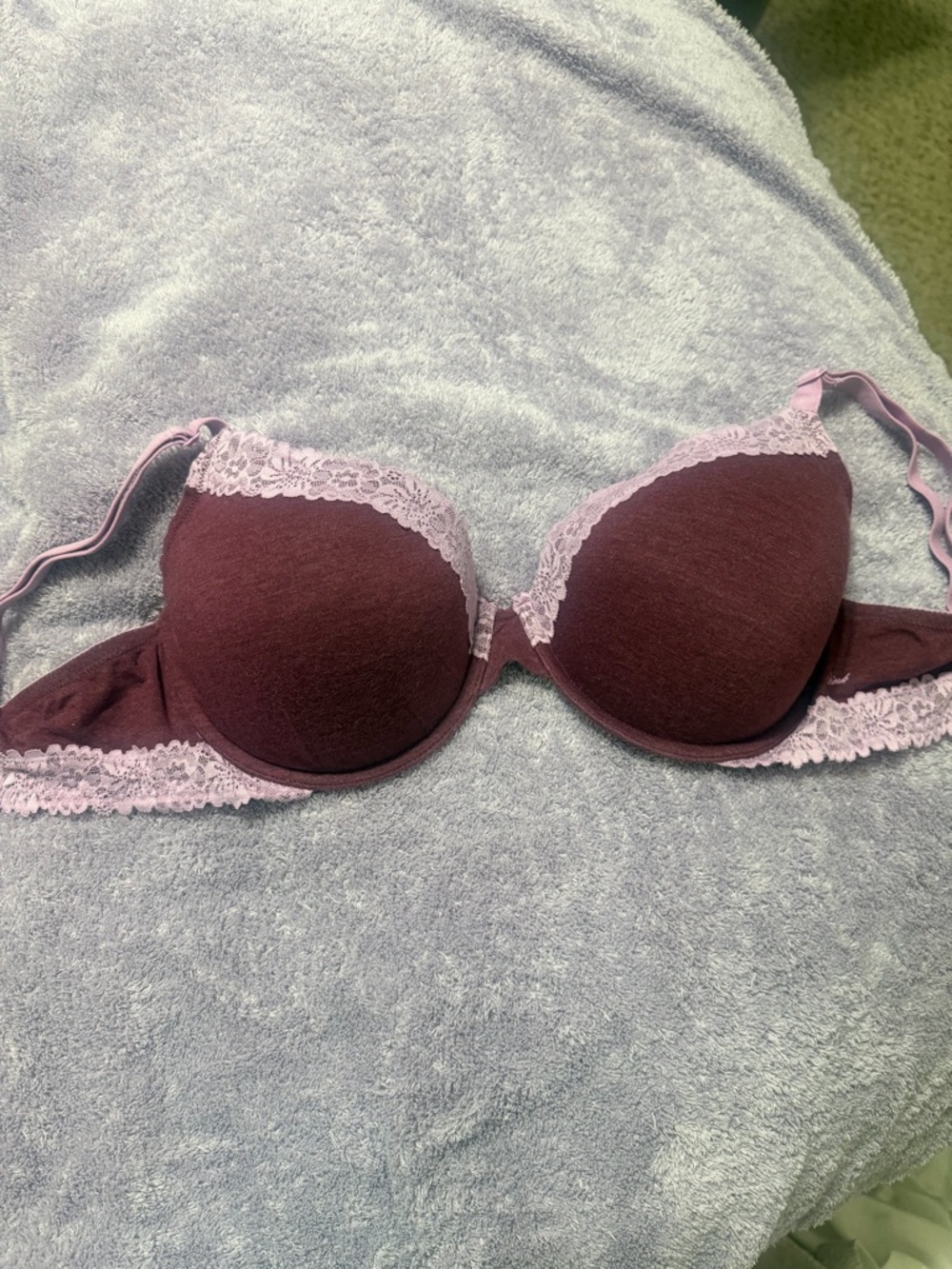 PINK Victoria's Secret Plum Bra with Light Pink Lace Trim